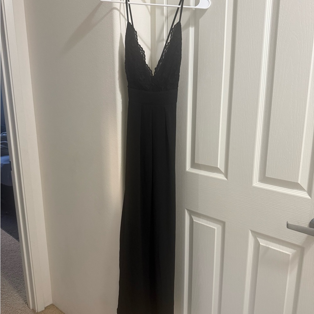 Fashion Nova Elegant Black Lace Maxi Dress
